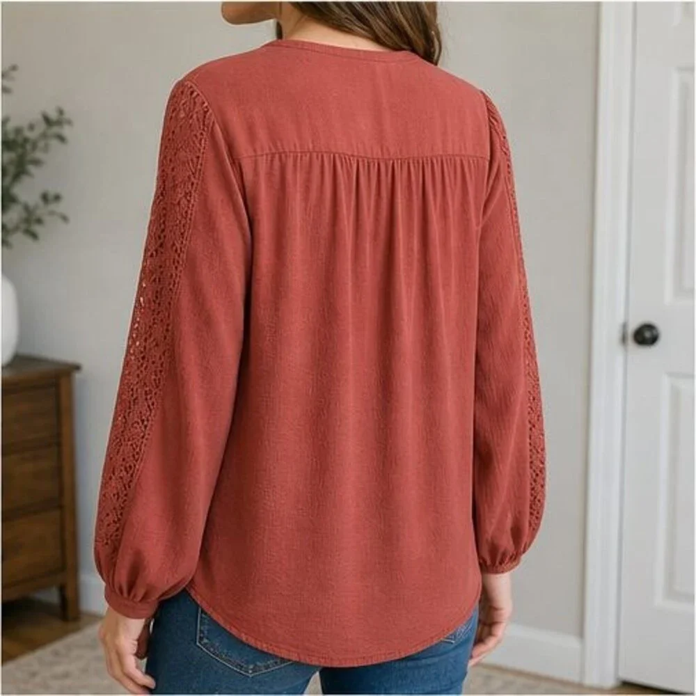 Rust V Neck Top - Picture 3 of 6